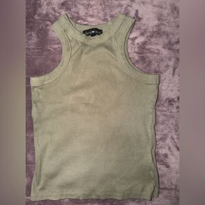 Olive Ribbed Racerback Tank